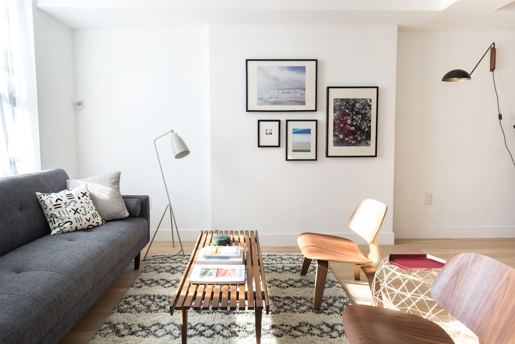 The house is located on a tree lined street in Brooklyn, just 1 min away from the subway, the apartment is located on the top two floors