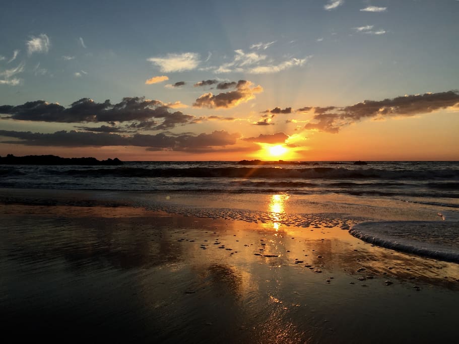 El Transito beach is a one-minute walk from our front door.