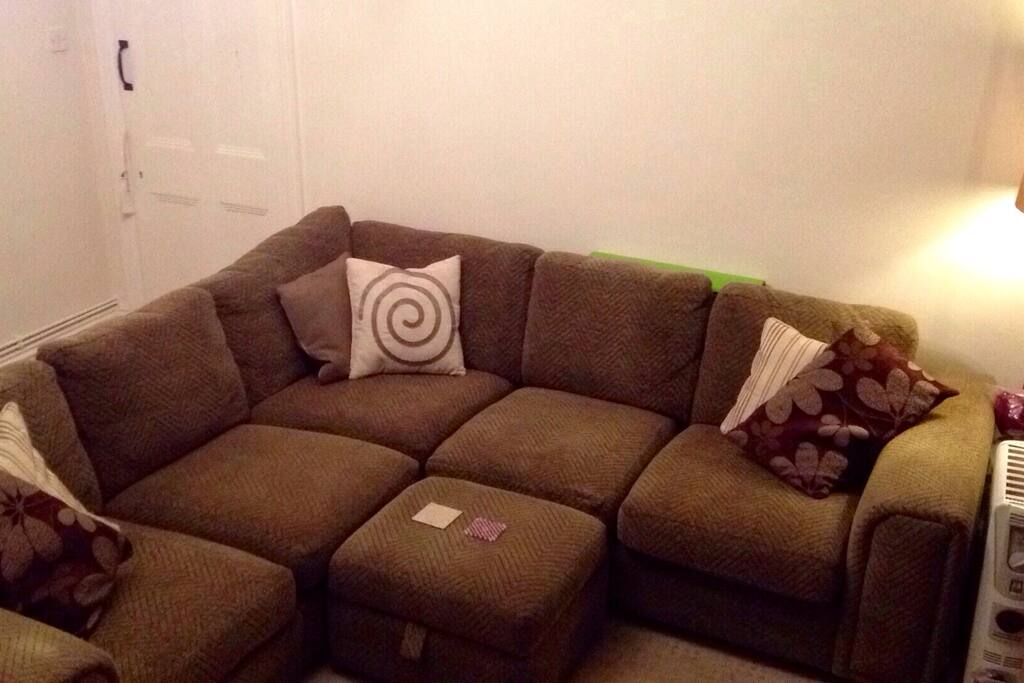 The massive living room will be your private bedroom - you can either have a bed made up on the huge L shape sofa or a comfy double inflatable mattress :)