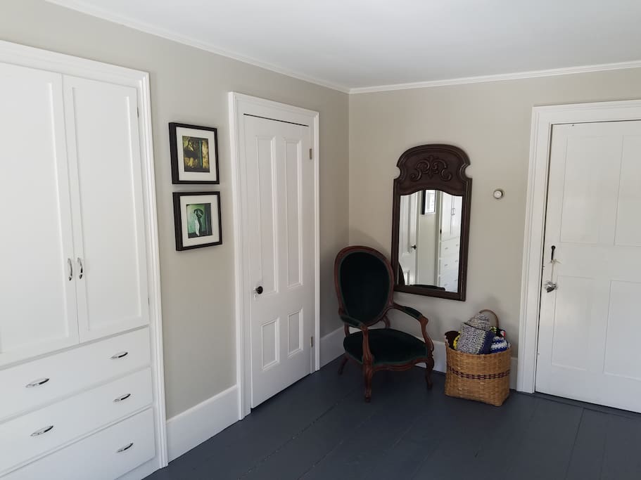 Built in drawers, walk in closet, handmade afgans to keep you cozy