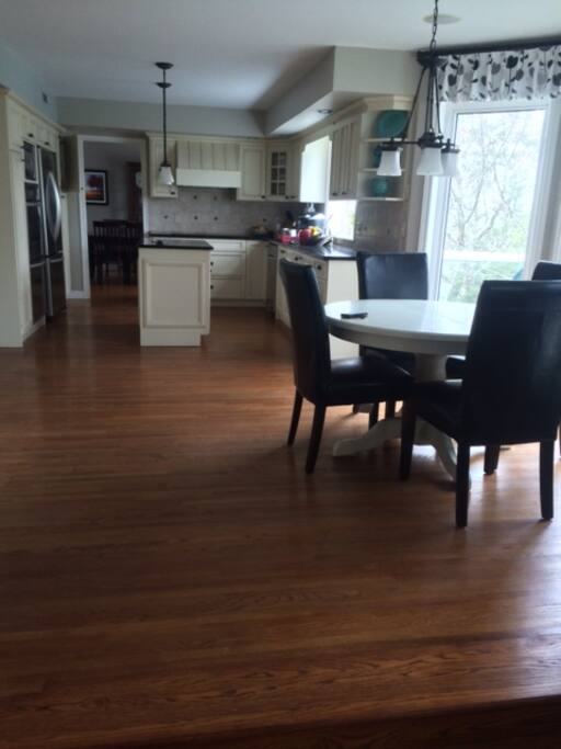 Kitchen area and kitchen table