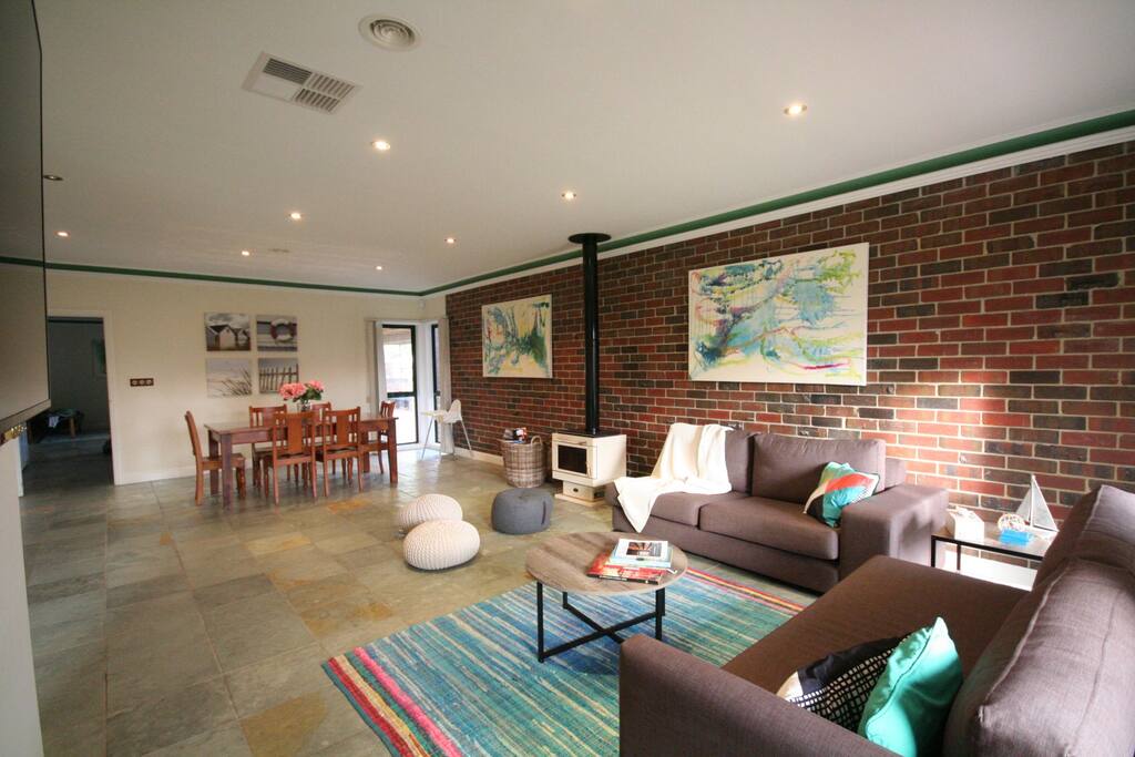 Lounge and Dining area includes ducted heating and wood fire