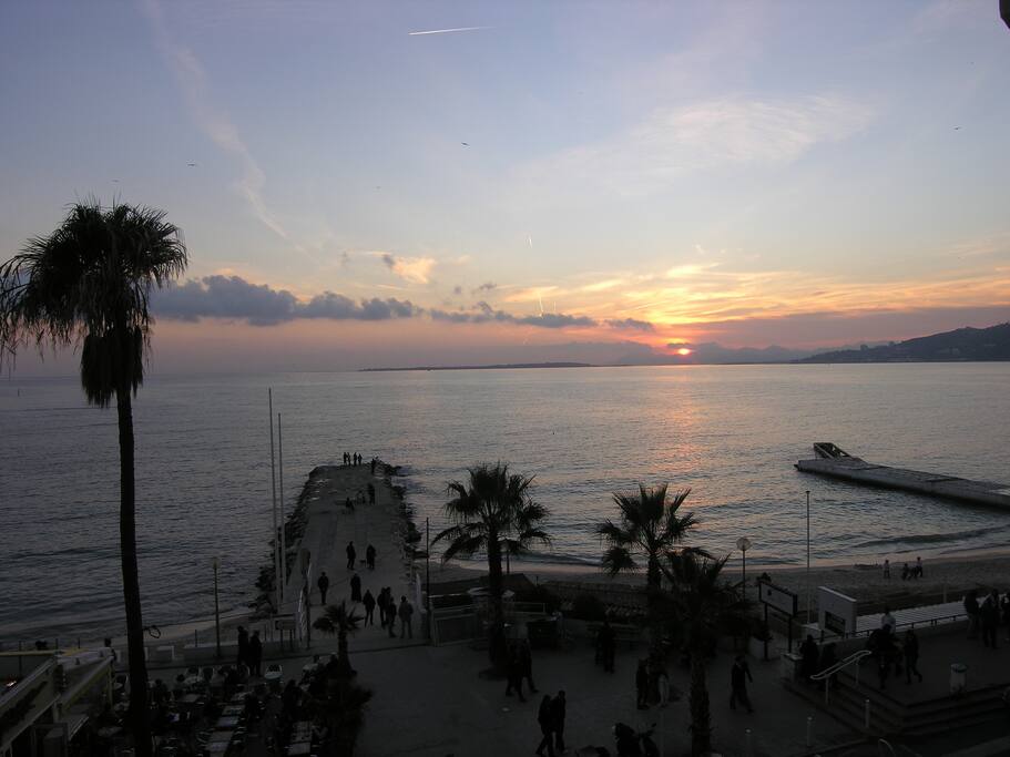 Sunset front seaside balcony