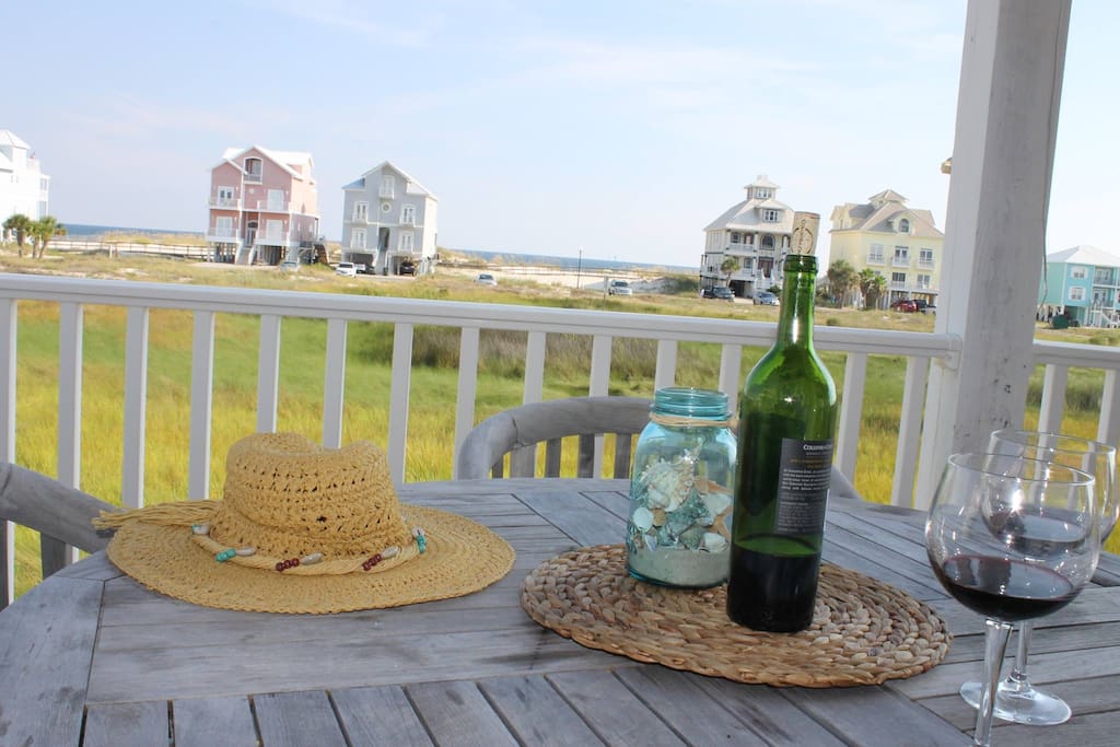 Relax on the lower deck with views of the gulf.