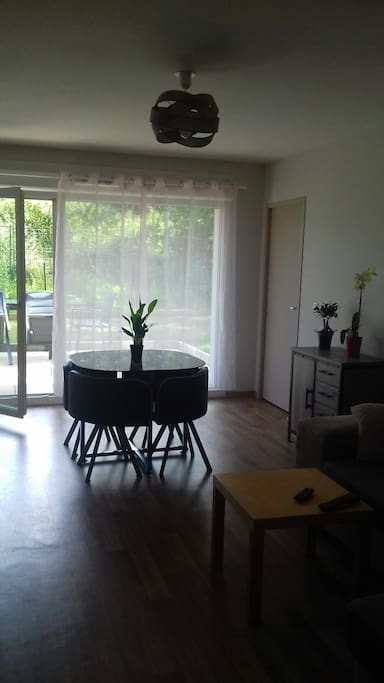 salon et accès au jardin.