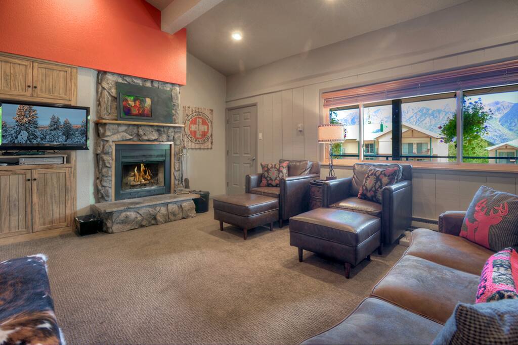 Living Room w Wood Burning Fireplace