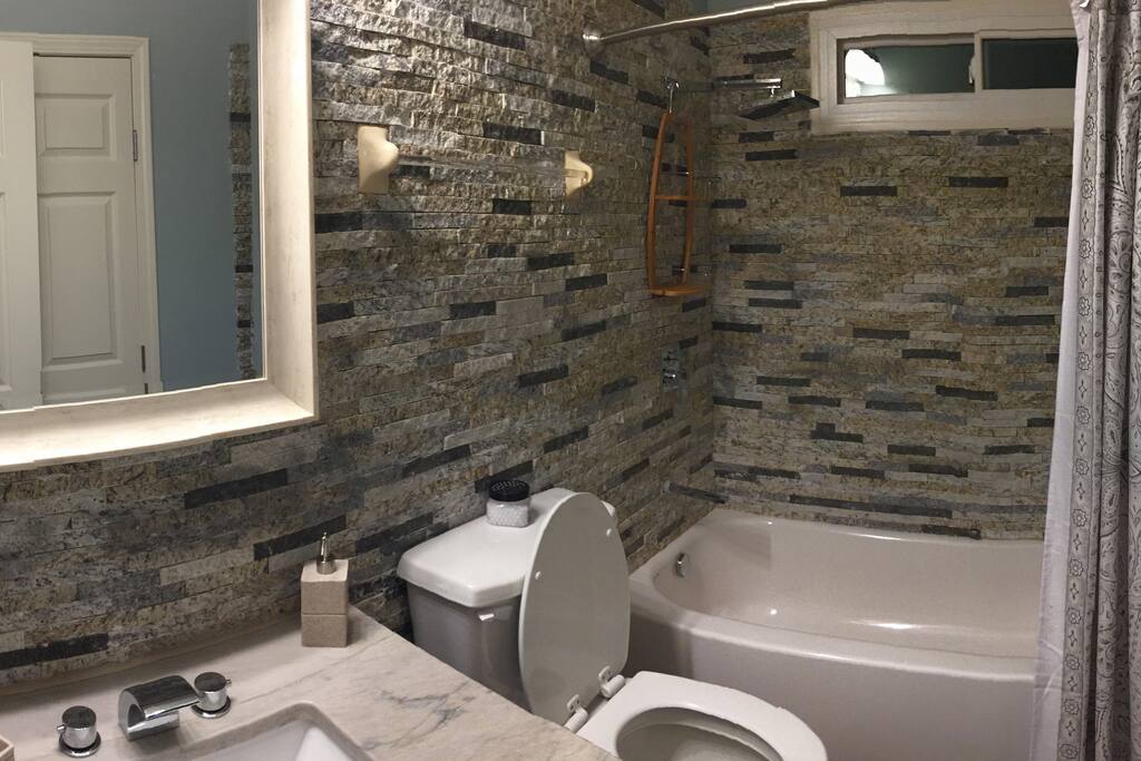 Full Bath w/ Rain shower head and tub.