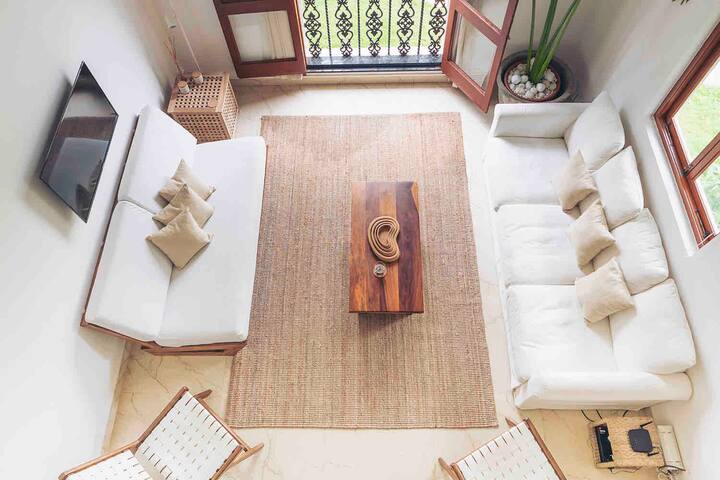 View of the living room from the study