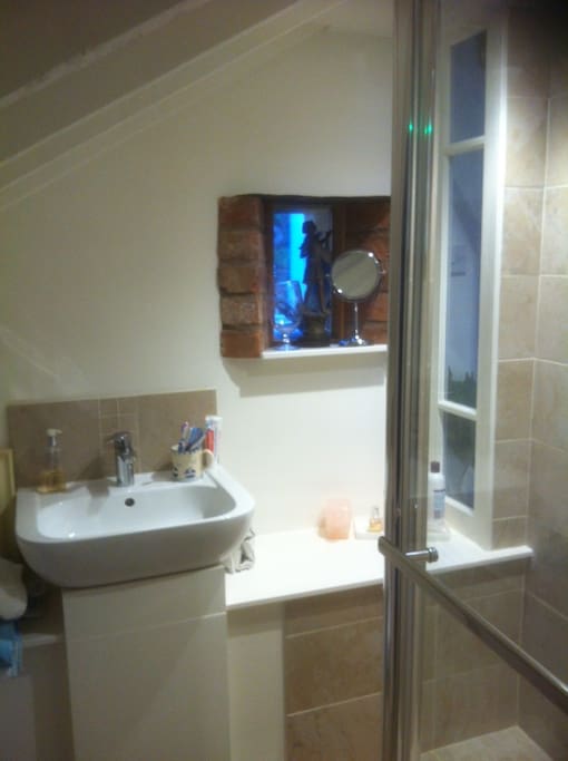 Ensuite Electric Shower (Walk-in) Toilet and Wash Basin