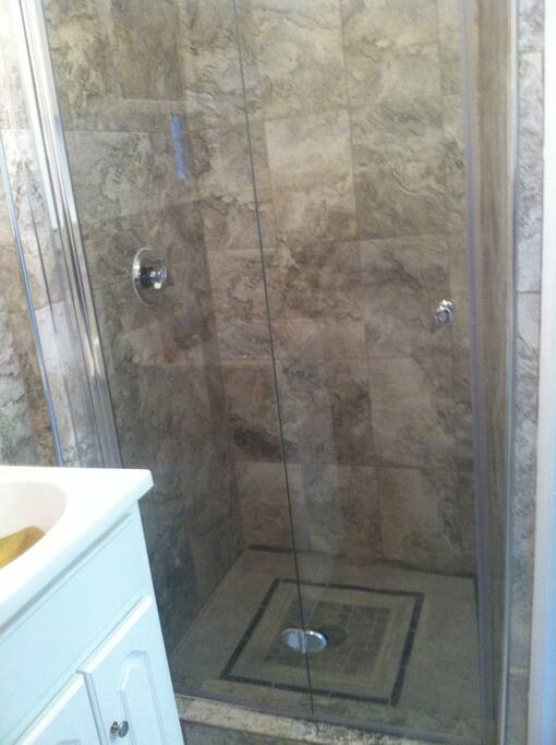 Tiled Shower, Folding glass door