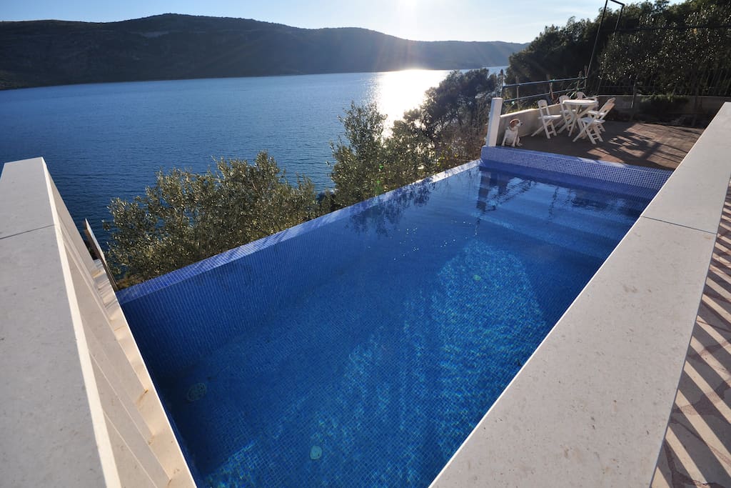 Pool in front of the house