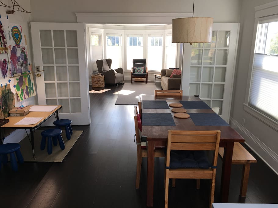 Dining room with adult and kids table
