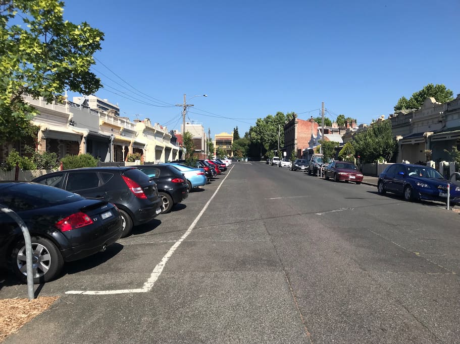 Our beautiful street, a short stroll from parks, cafes and restaurants.
