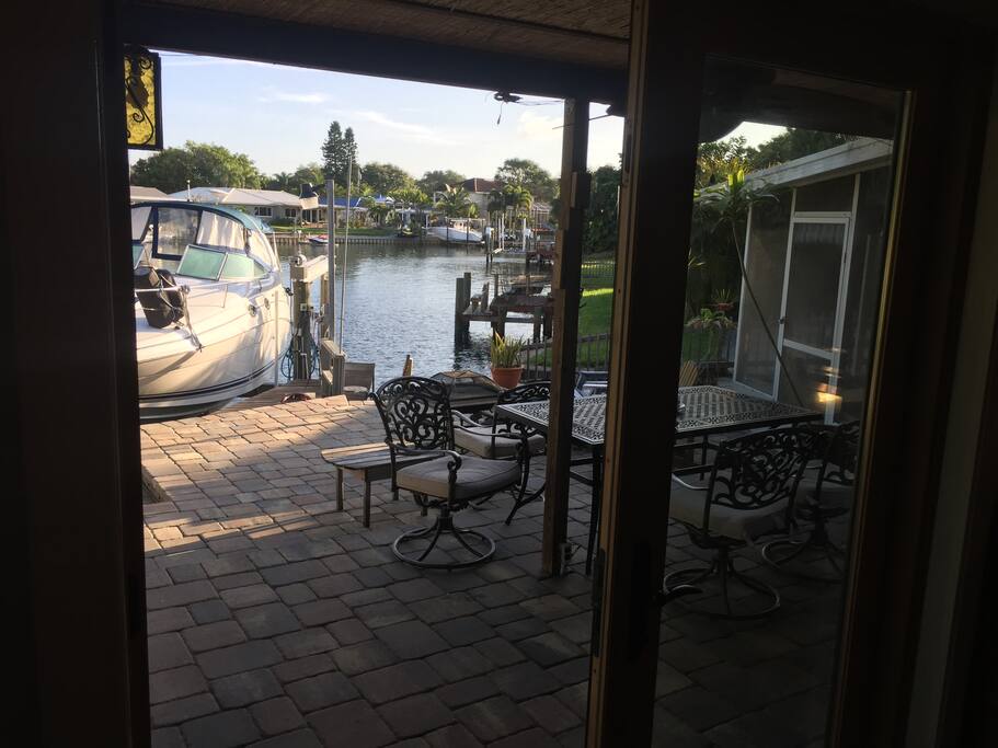 Covered patio, looking through french doors from the kitchen