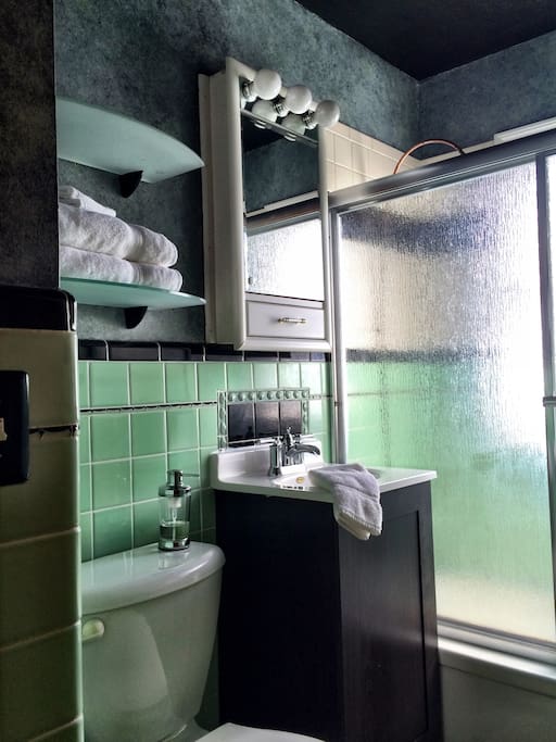 Retro with a hint of industrial styled bathroom