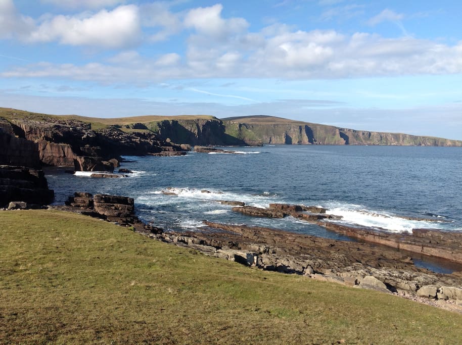 Nearby mighty cliff (300 m) to the west