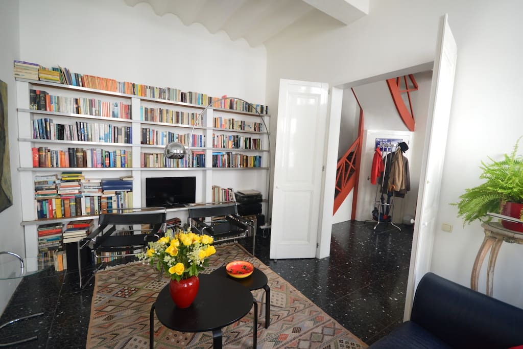 Ground floor living room and library