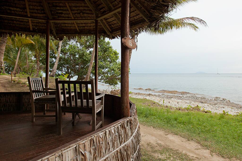 All Chalets include a covered balcony and beautiful sea view