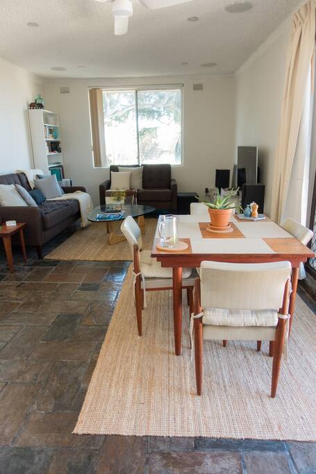 The dining room table extends to seat 6 (spare stools available)