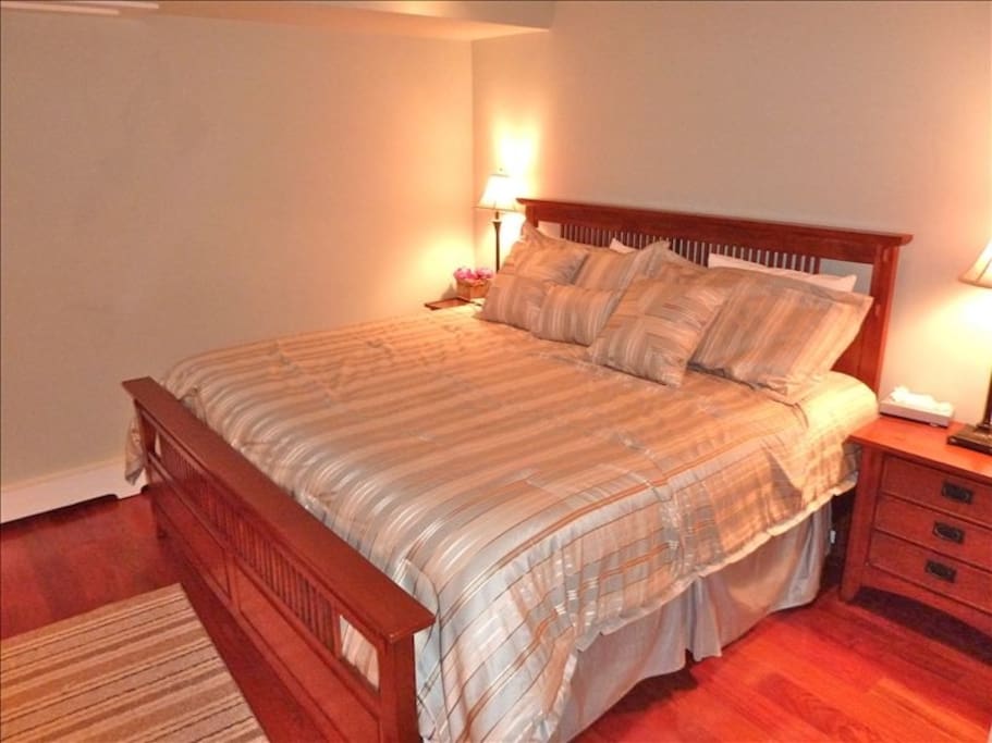 Blue Bedroom with King Size Bed/Marble Bath with Heated Floors & HD-TV,