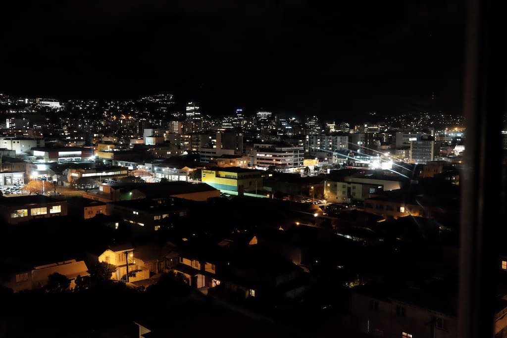 View of the city lights from your balcony