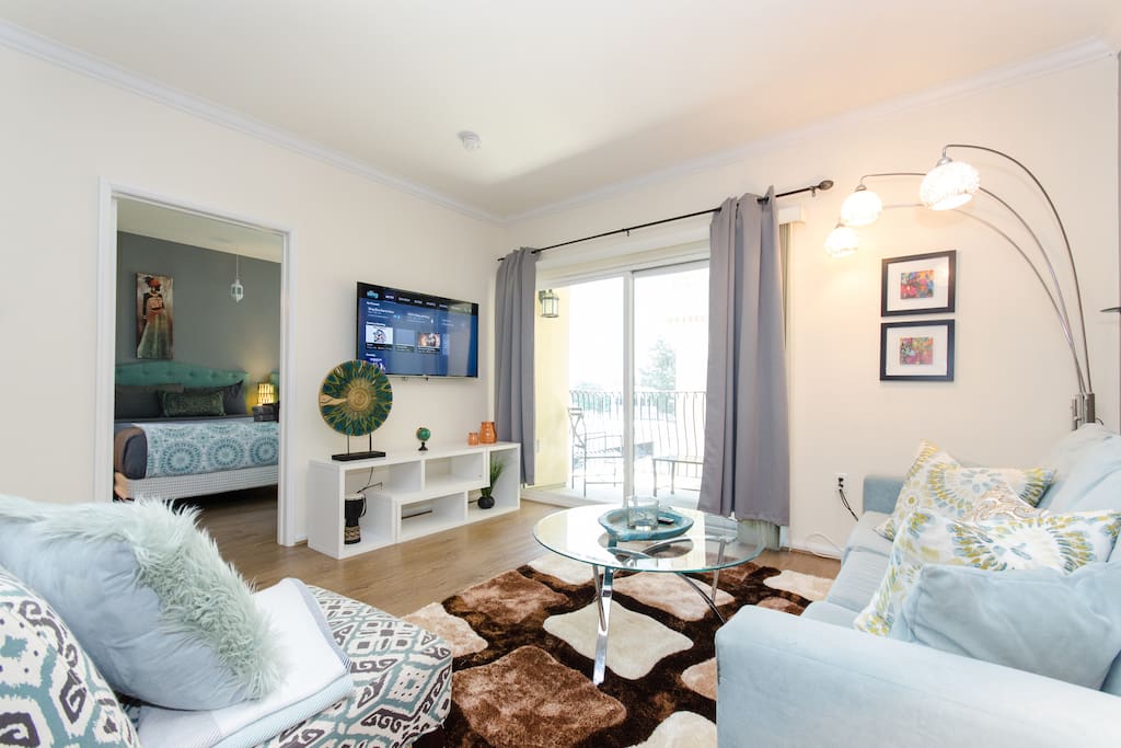 Gorgeous living room with custom decor