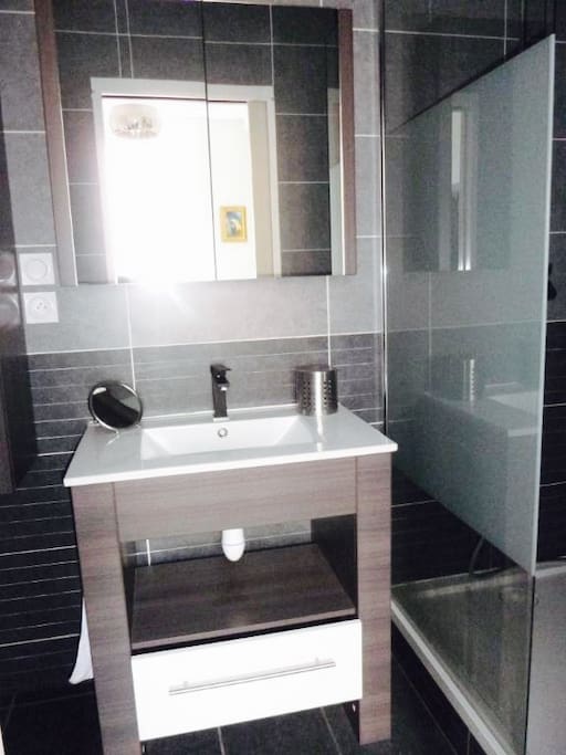 Douche et salle d'eau.