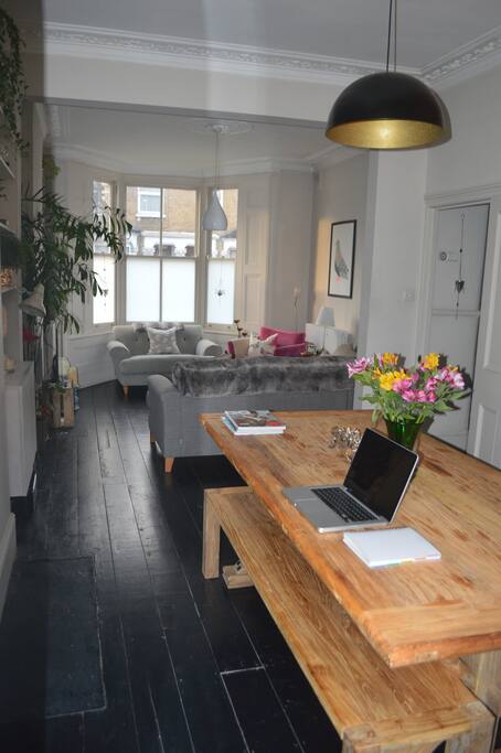 Living room and dining room