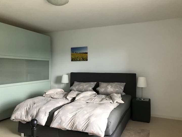 1.80 meter box spring bed and large wardrobe 