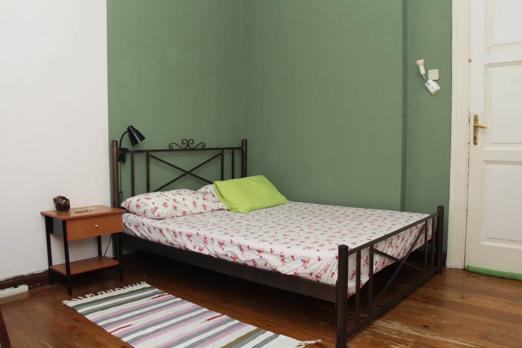 the double bed in the room