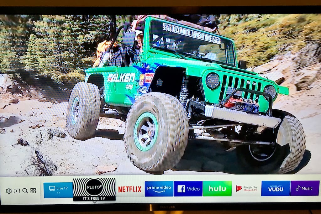 Smart TV with many free OTA channels. Or try some of the free and premium streaming apps. (Premium services are not included, and require your own subscription)
