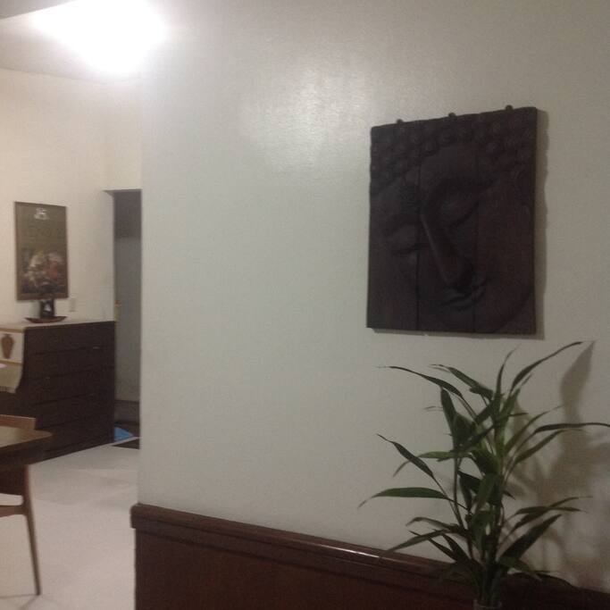 The Buddha wood carving.