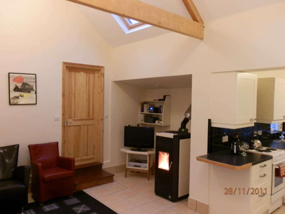 Comfy Lounge with space heater stove