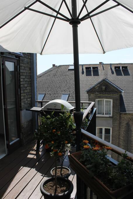 Spacious terrace with gas grill.