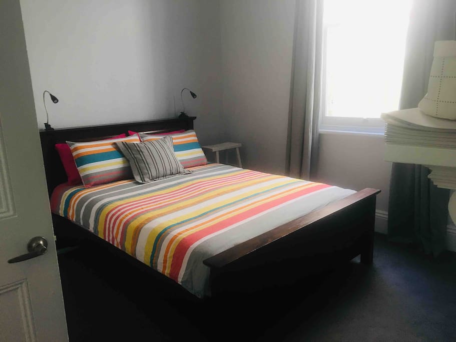 Great queen bed & super comfortable! Privacy of course, and Your room includes TV, large built in cupboard, heater, linen and towels.