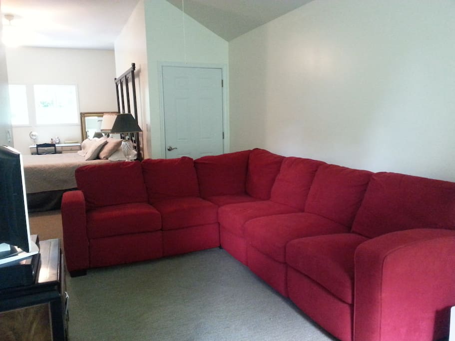 Apartment sectional sofa wth recliners on each end. Could be extra sleeping spot.