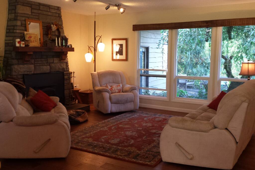 Shared living space overlooking back courtyard.