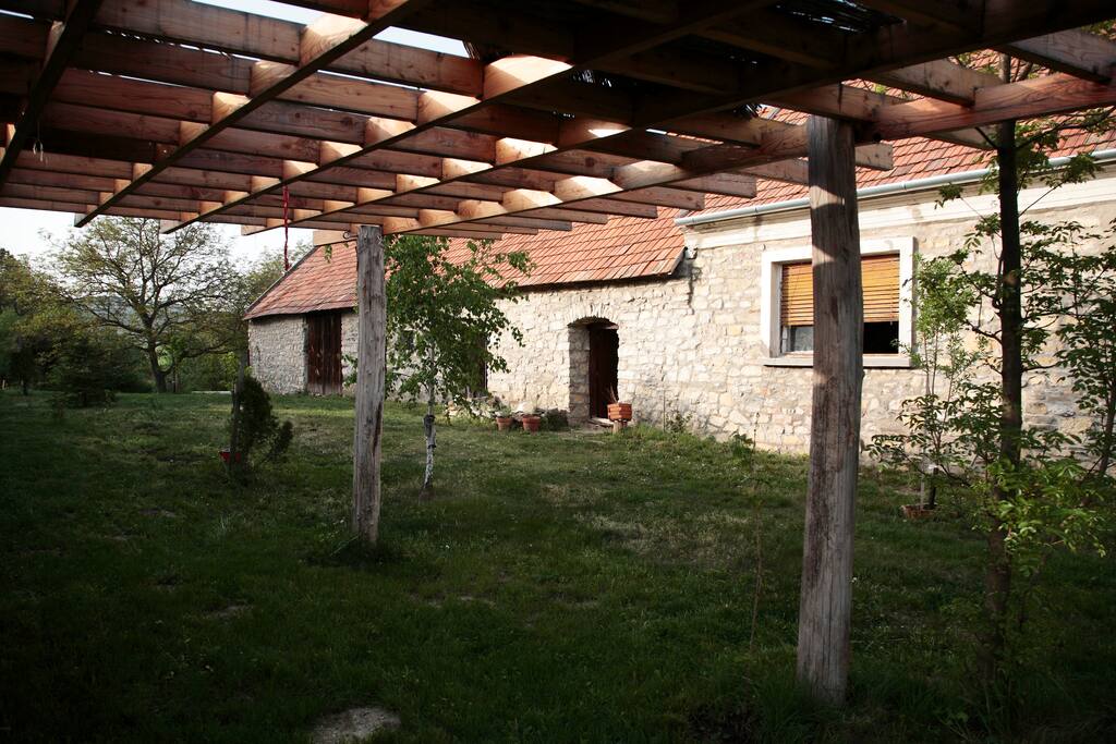 The stonehouse exterior and the garden