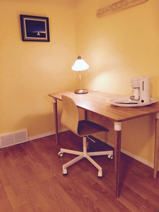 Each bedroom is equipped with a desk, and personal coffeemaker with complimentary coffee for guest use.