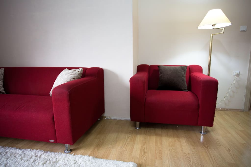 Living room with big screen satalite LCD TV and air condition