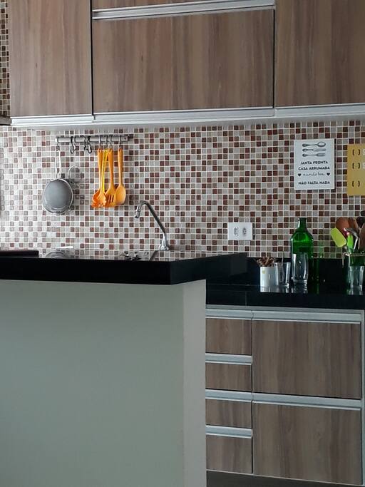 Você pode utilizar minha cozinha equipada ou dar a sorte de comer os pratos deliciosos de meu Chef