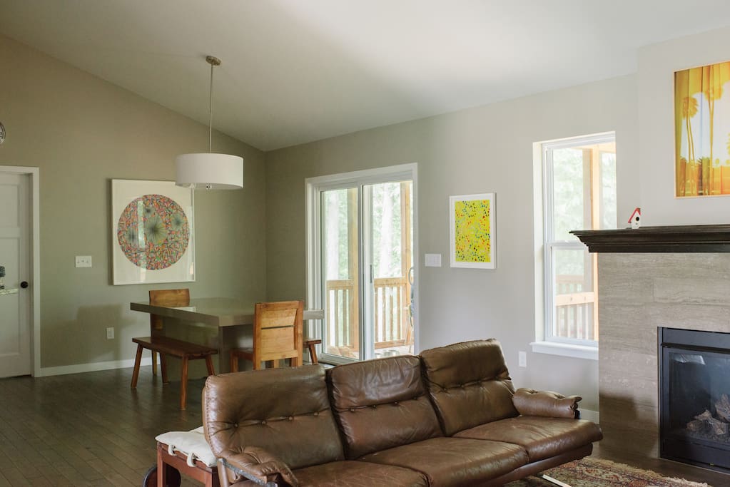 Our open space dining room, connected to the living room as well as the closed in porch and backyard.