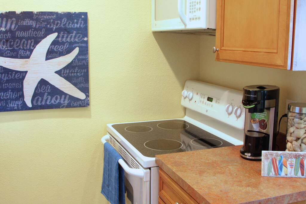 fully stocked kitchenette