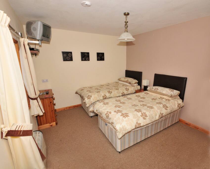 An internal view of one of the six B n B cabins. Bathroom is situated right of the picture which contains a shower