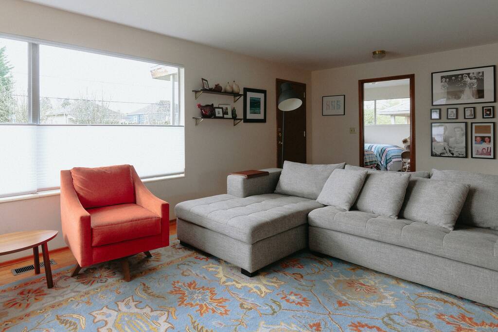Spacious living room with plenty of seating