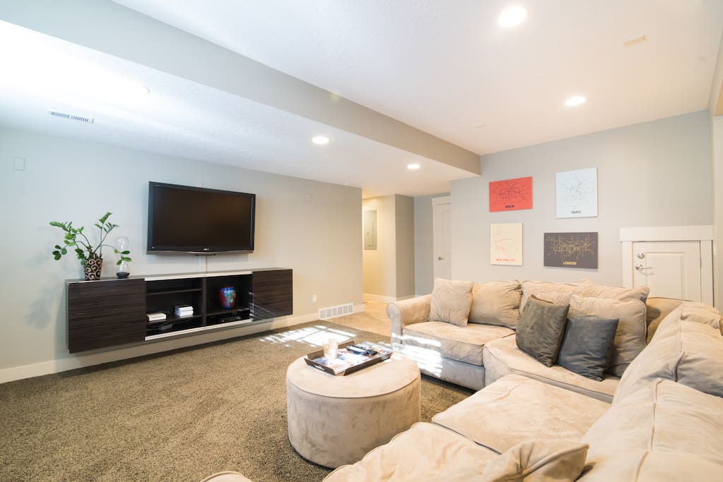 Front door; TV, dvd, Wii station.