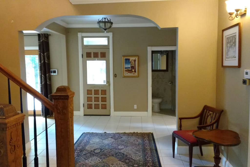 Looking in from Front Door facing powder room and dog room