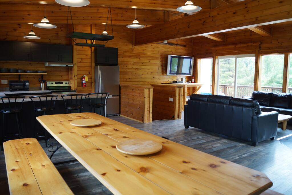 Large farmhouse table that can seat up to 12.