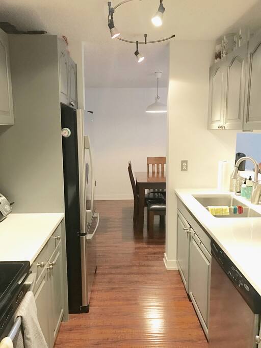 We have a fully stocked kitchen. Coffee and tea are provided. Fridge and freezer space is available, although we may have a few of our own items stored here as well.