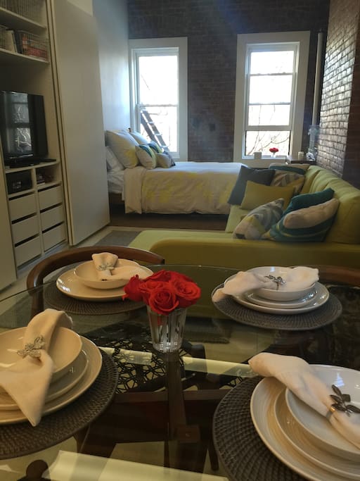 A dinning, living and bedroom area. Your private sanctuary in NYC